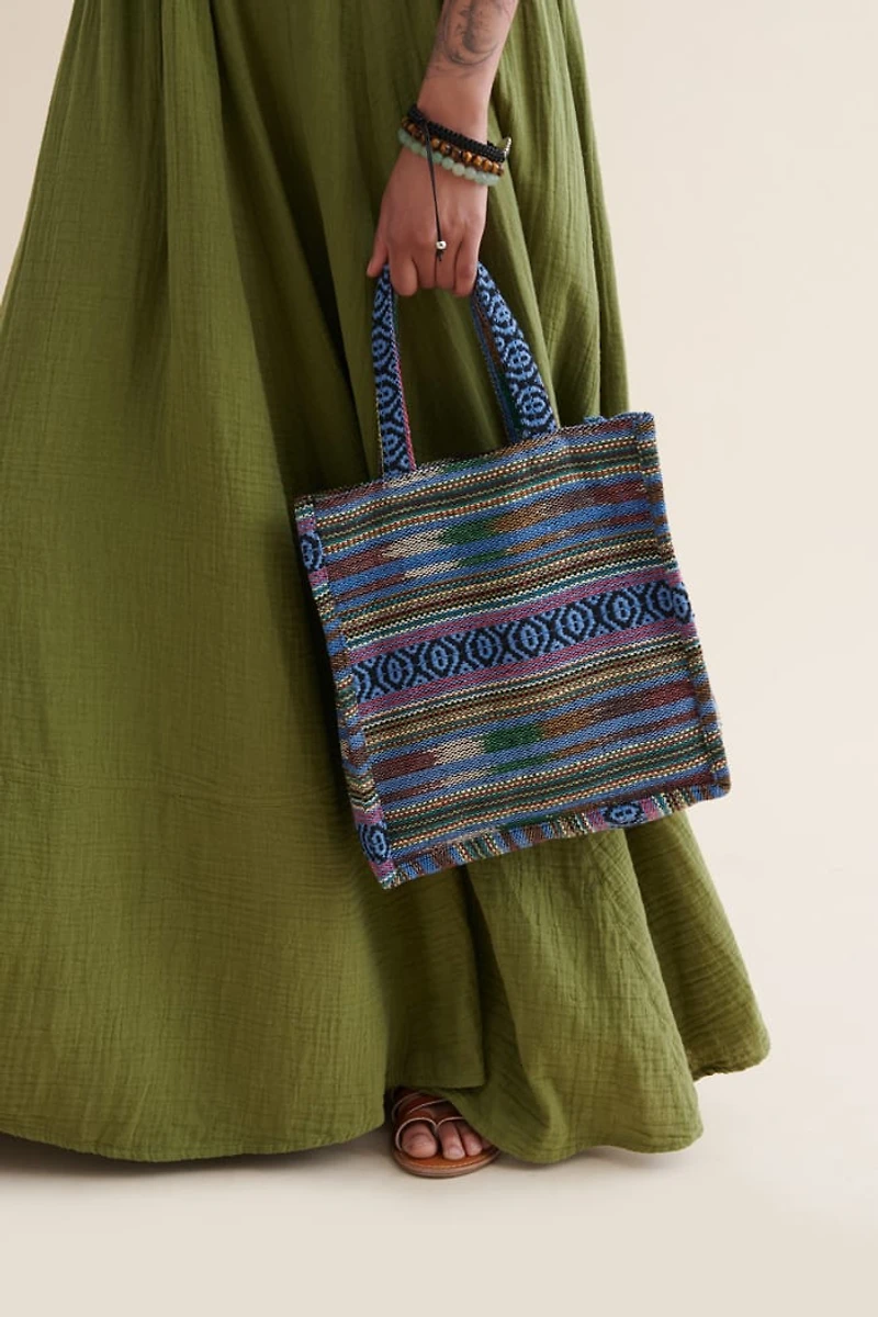 Buy Blue Jacquard Mini Tote Bag Online at Earthbound Trading