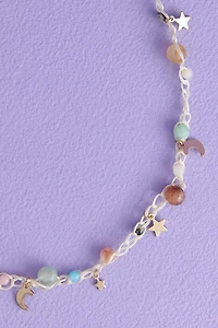 Multi-Stone Celestial Braided Necklace - Boho Hippie Jewelry