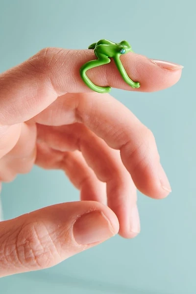 Green Frog Hugging Ring