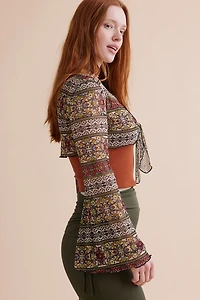 Buy Floral Front Tie Sheer Mesh Shrug Online at Earthbound Trading
