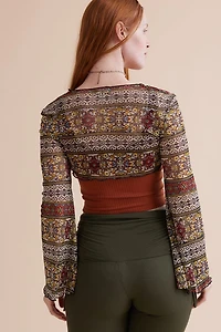 Buy Floral Front Tie Sheer Mesh Shrug Online at Earthbound Trading