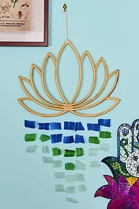 Buy Rattan Lotus Upcycled Glass Wall Hanging Online at Earthbound Trading