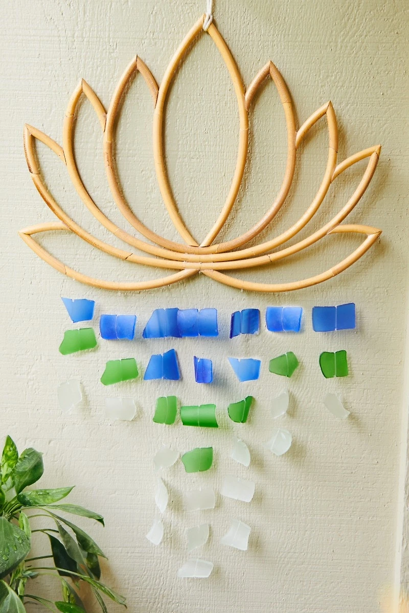 Buy Rattan Lotus Upcycled Glass Wall Hanging Online at Earthbound Trading