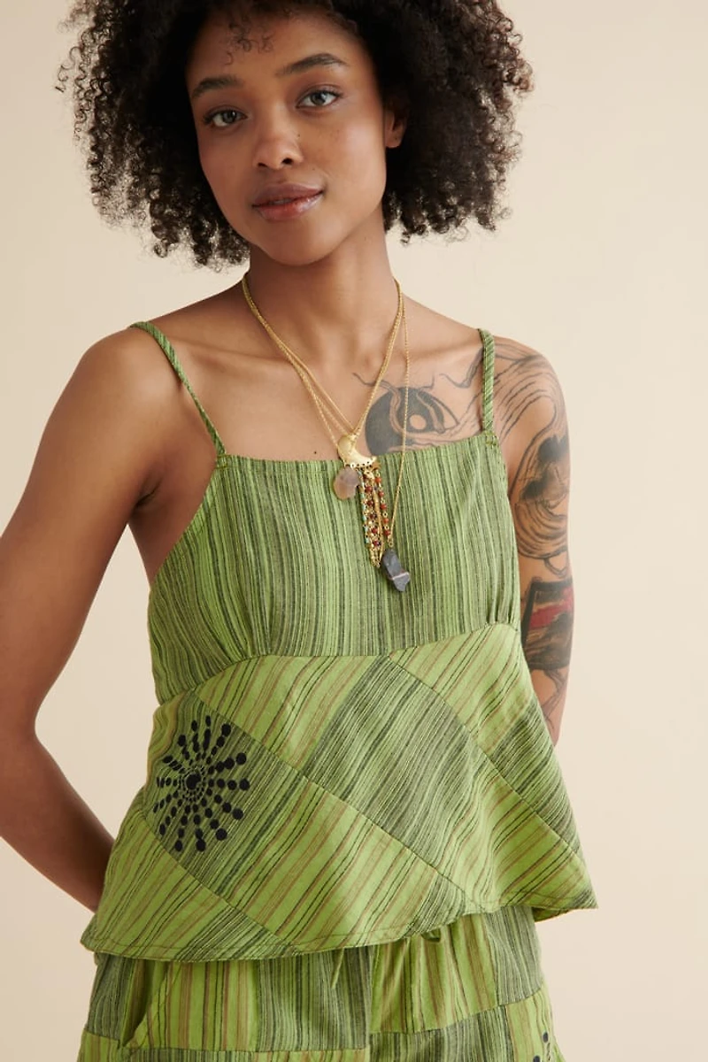 Buy Green Stamp Patchwork  Tie Tank Online at Earthbound Trading