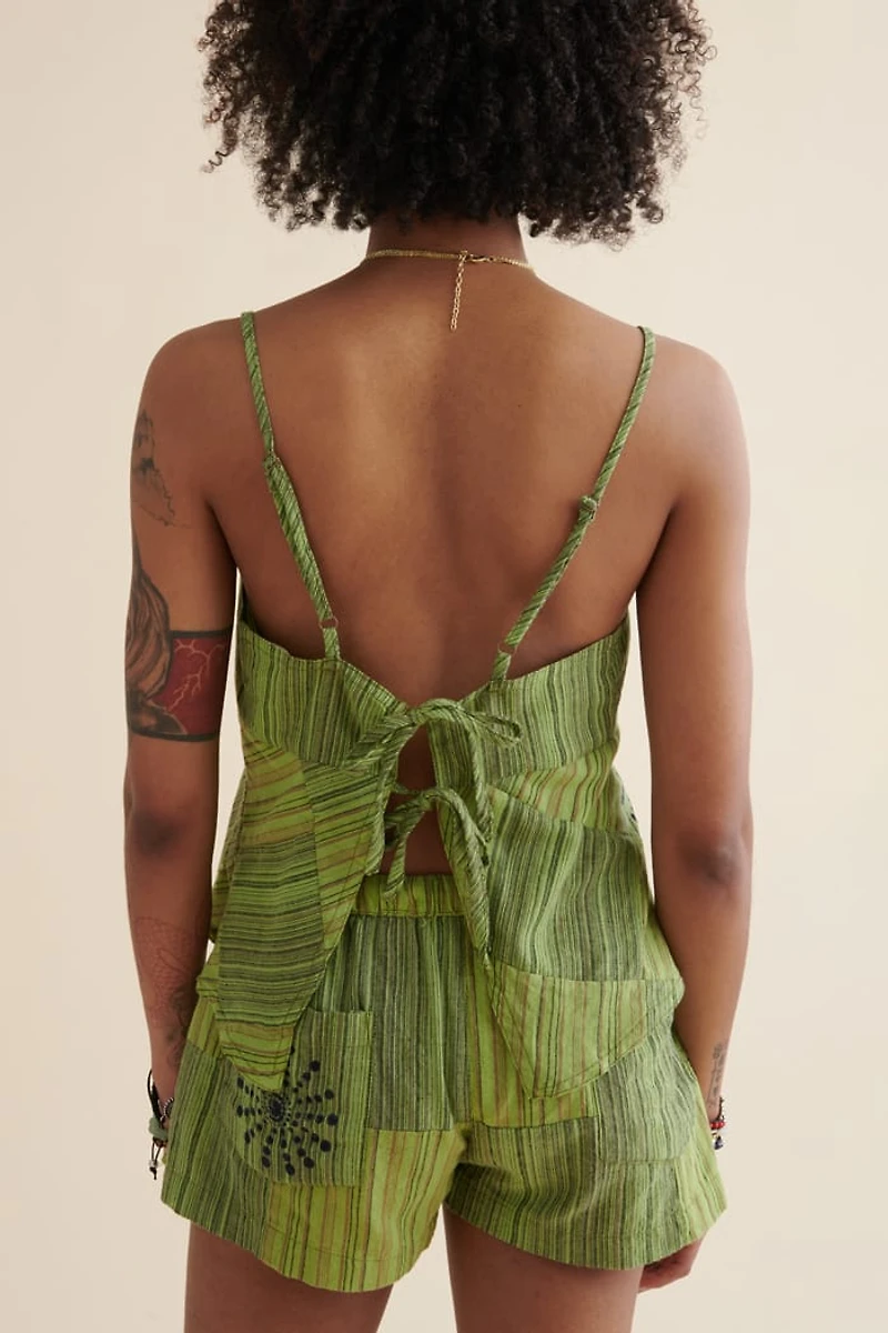 Buy Green Stamp Patchwork Shorts Online at Earthbound Trading