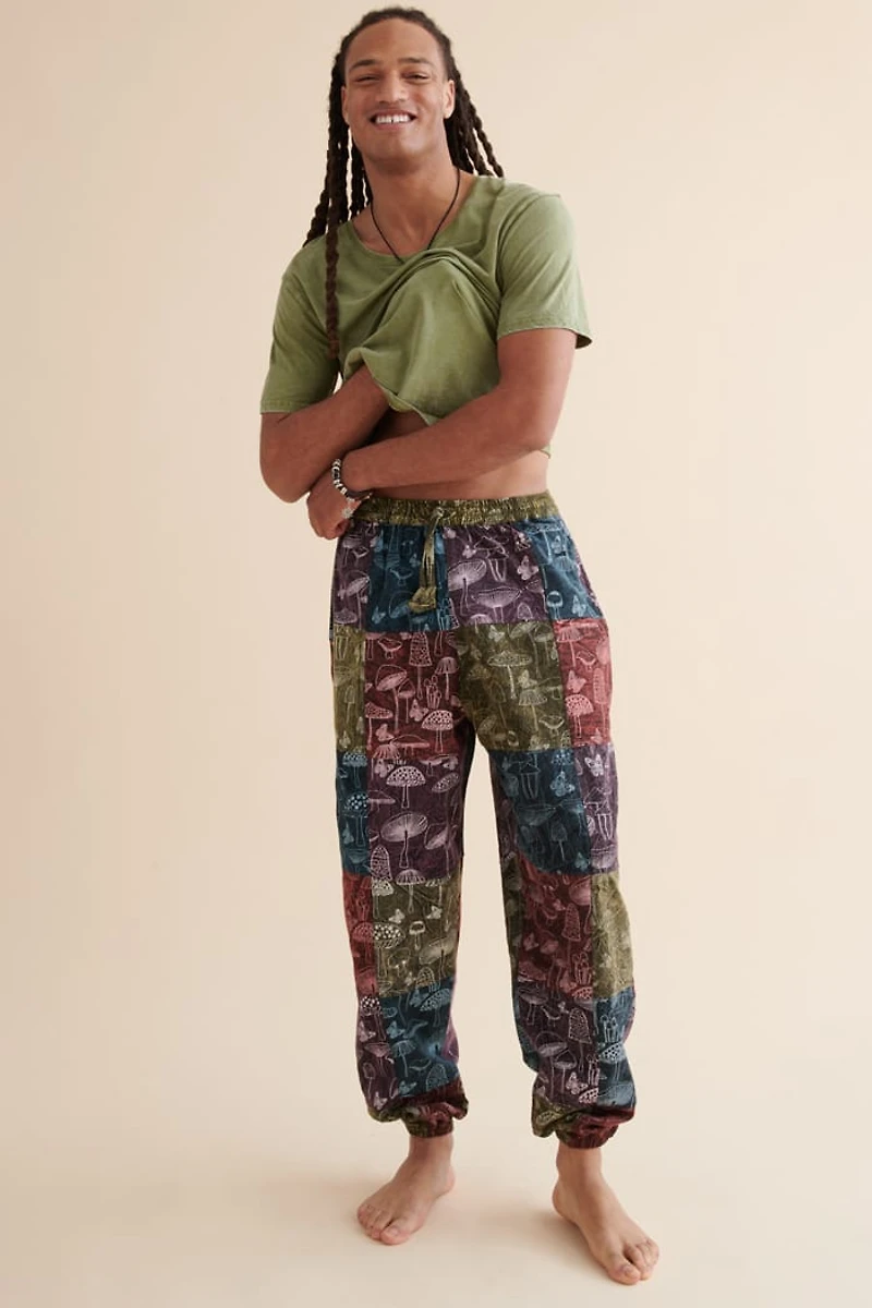 Buy Mushroom Patchwork Jogger Pants Online at Earthbound Trading