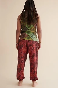Red Mandala Joggers - Bohemian Comfort Meets Style