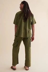 Boho Striped Green Cargo Pants - Hippie Streetwear Must-Have