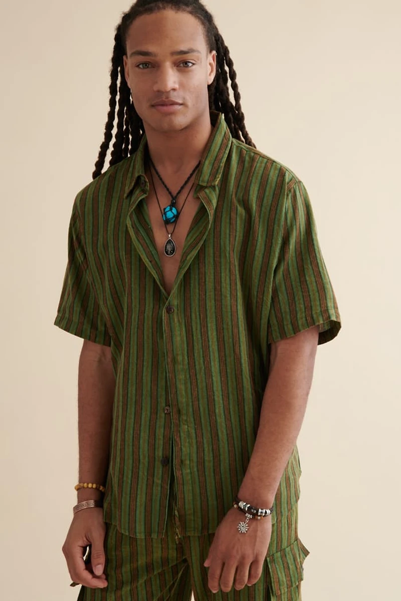 Buy Green Striped Camp Shirt Online at Earthbound Trading