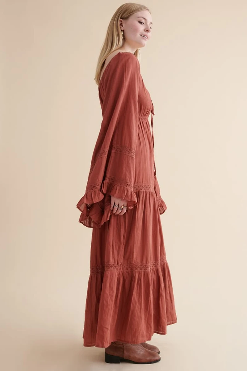 Turn Heads in Red Peasant Maxi Dress – Embrace Boho Fashion