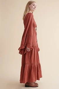 Turn Heads in Red Peasant Maxi Dress – Embrace Boho Fashion