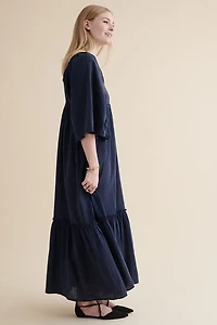 Buy Navy Blue Shirred Maxi Dress Online at Earthbound Trading