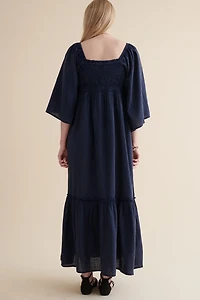 Buy Navy Blue Shirred Maxi Dress Online at Earthbound Trading