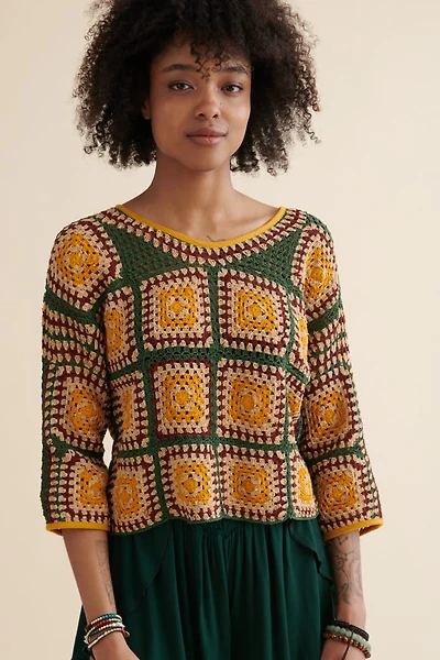 Honeycomb Crochet Quarter Sleeve Shirt