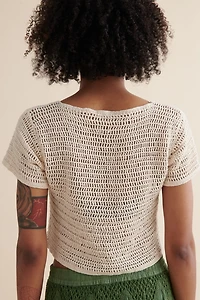 Shop Mushroom Crochet Cropped Shirt - boho Hippie Top Online