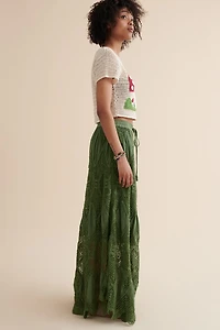 Sage Crochet Maxi Skirt - Bohemian Festival & Beachwear
