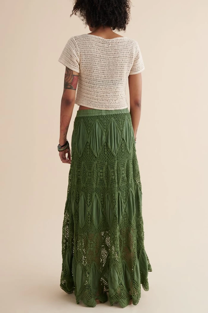 Sage Crochet Maxi Skirt - Bohemian Festival & Beachwear
