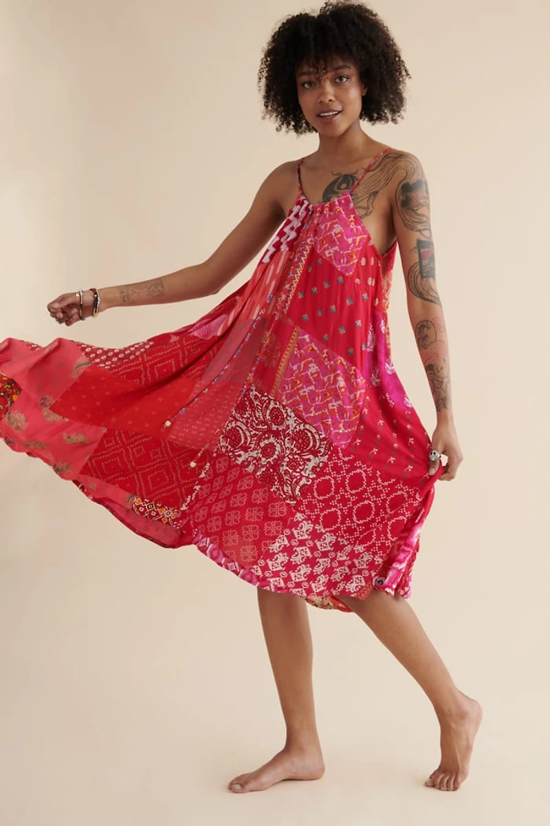 Shop Women's Pink Halter Patchwork boho Midi Dress – Summer Look