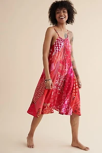 Shop Women's Pink Halter Patchwork boho Midi Dress – Summer Look