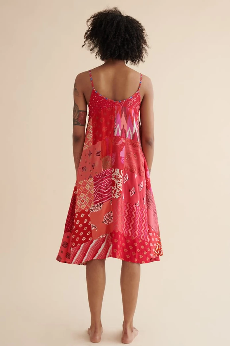 Shop Women's Pink Halter Patchwork boho Midi Dress – Summer Look