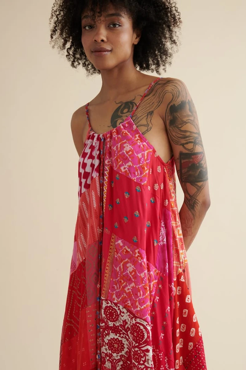 Shop Women's Pink Halter Patchwork boho Midi Dress – Summer Look