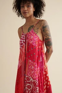 Shop Women's Pink Halter Patchwork boho Midi Dress – Summer Look