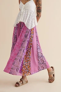 Buy Purple Patchwork Flare Pants - boho Hippie Wide-Leg Trousers