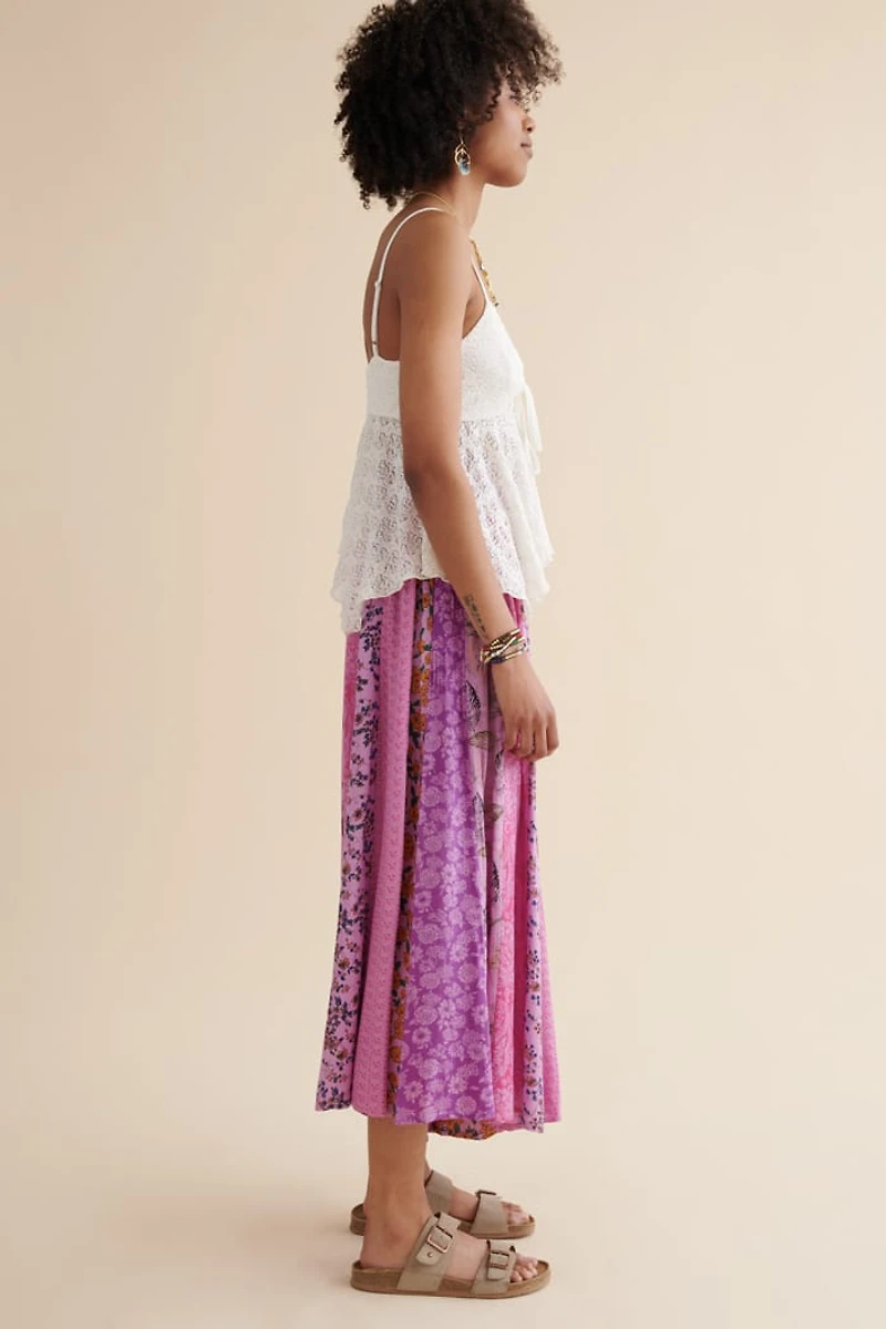 Buy Purple Patchwork Flare Pants - boho Hippie Wide-Leg Trousers