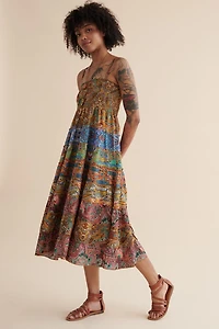 Shop Sari Patchwork Tiered Midi Dress - boho Summer Fashion Must-Have