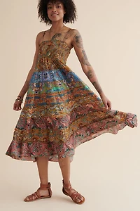 Shop Sari Patchwork Tiered Midi Dress - boho Summer Fashion Must-Have