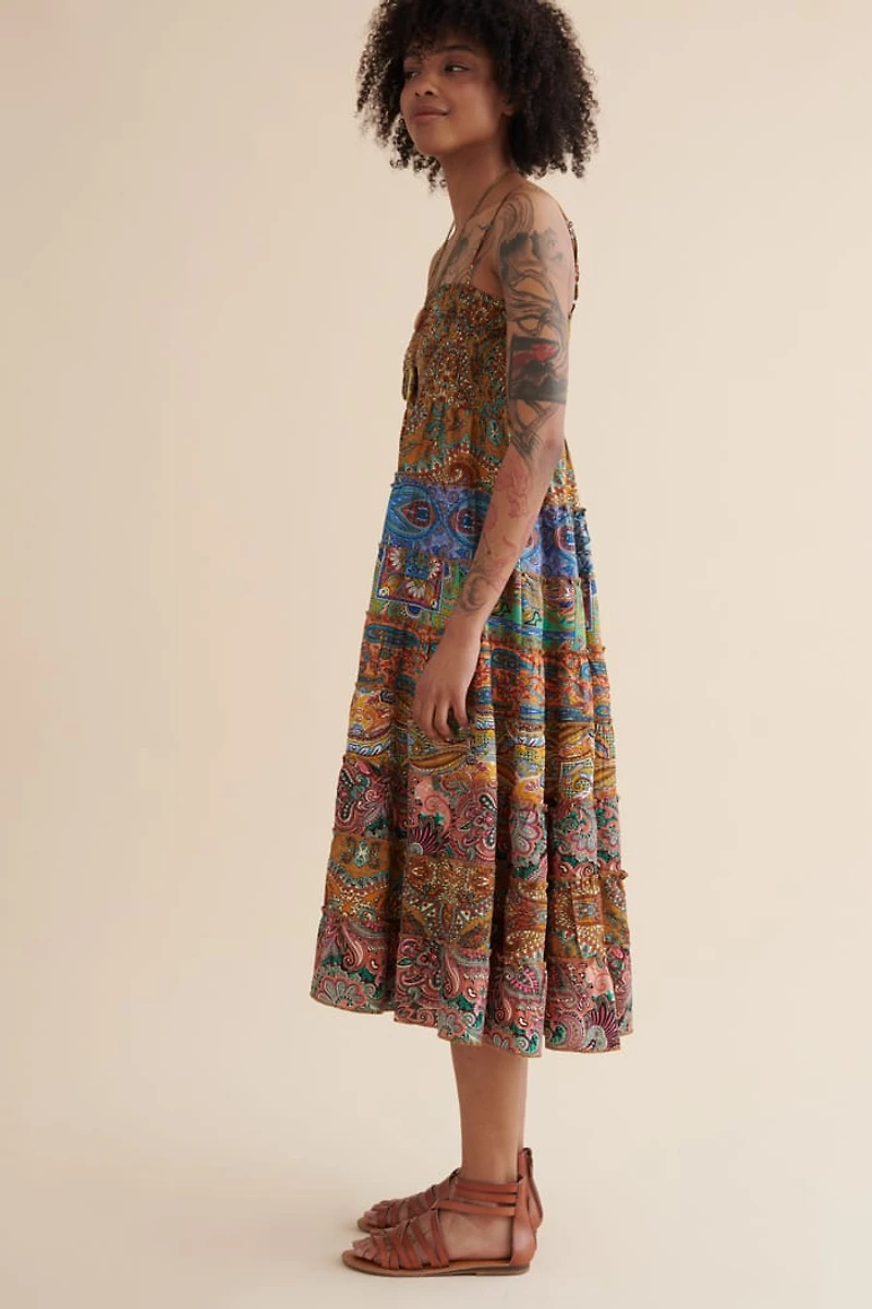 Shop Sari Patchwork Tiered Midi Dress - boho Summer Fashion Must-Have