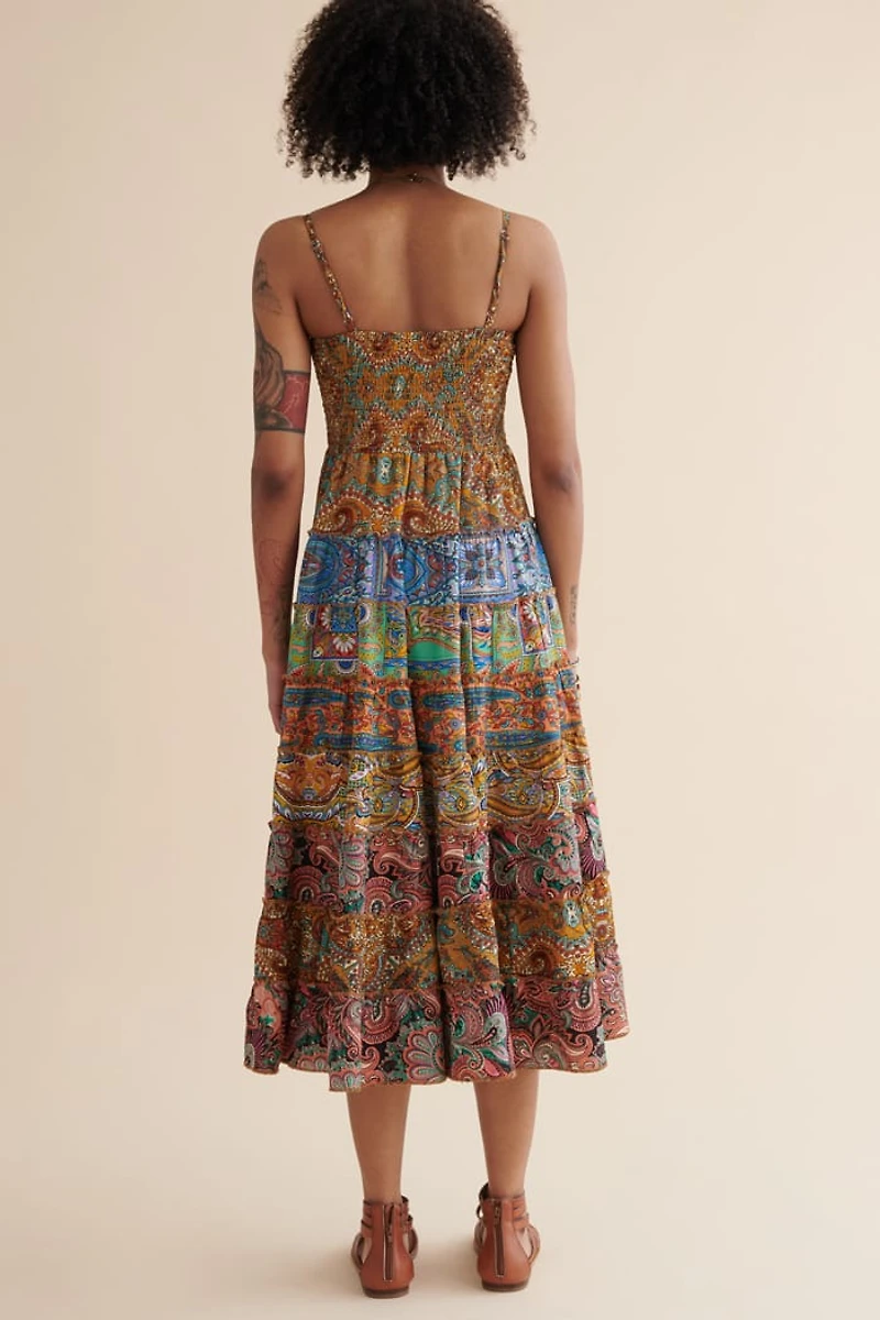 Shop Sari Patchwork Tiered Midi Dress - boho Summer Fashion Must-Have