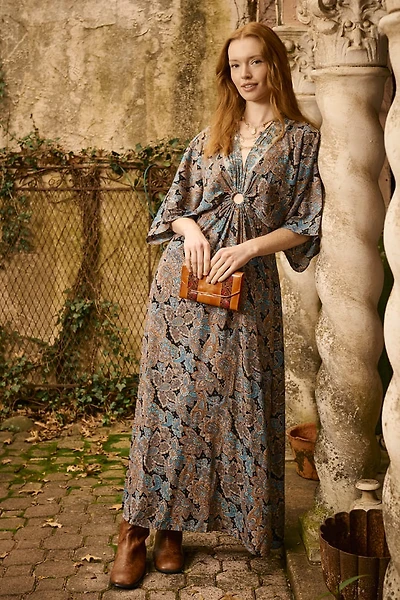 Blue Sari O-Ring Maxi Dress