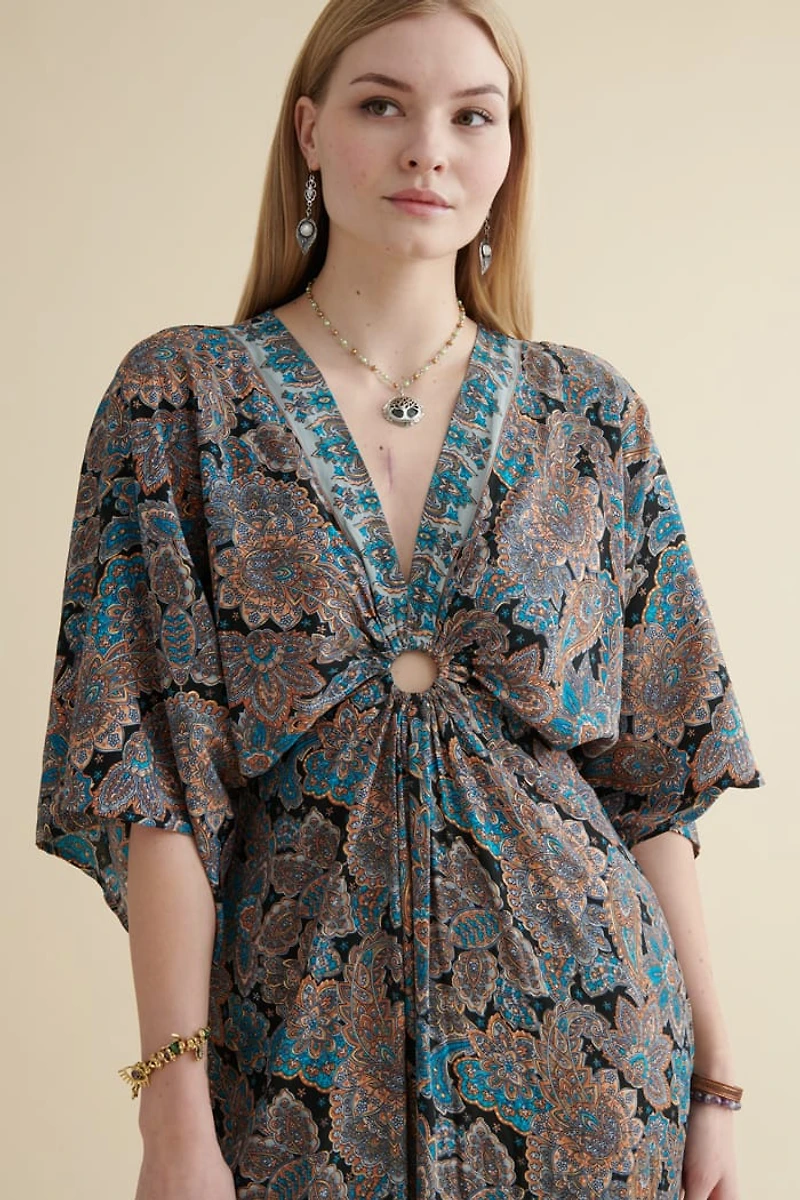 Buy Blue Sari O-Ring Maxi Dress Online at Earthbound Trading