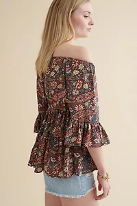 Buy Crimson Garden Off Shoulder Peasant Shirt Online at Earthbound Trading