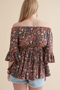 Buy Crimson Garden Off Shoulder Peasant Shirt Online at Earthbound Trading