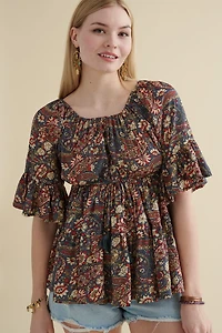 Buy Crimson Garden Off Shoulder Peasant Shirt Online at Earthbound Trading