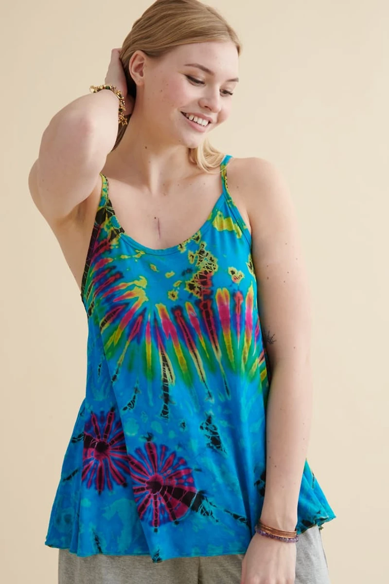 Buy Blue Artisan Tie Dye Spaghetti Tank Online at Earthbound Trading