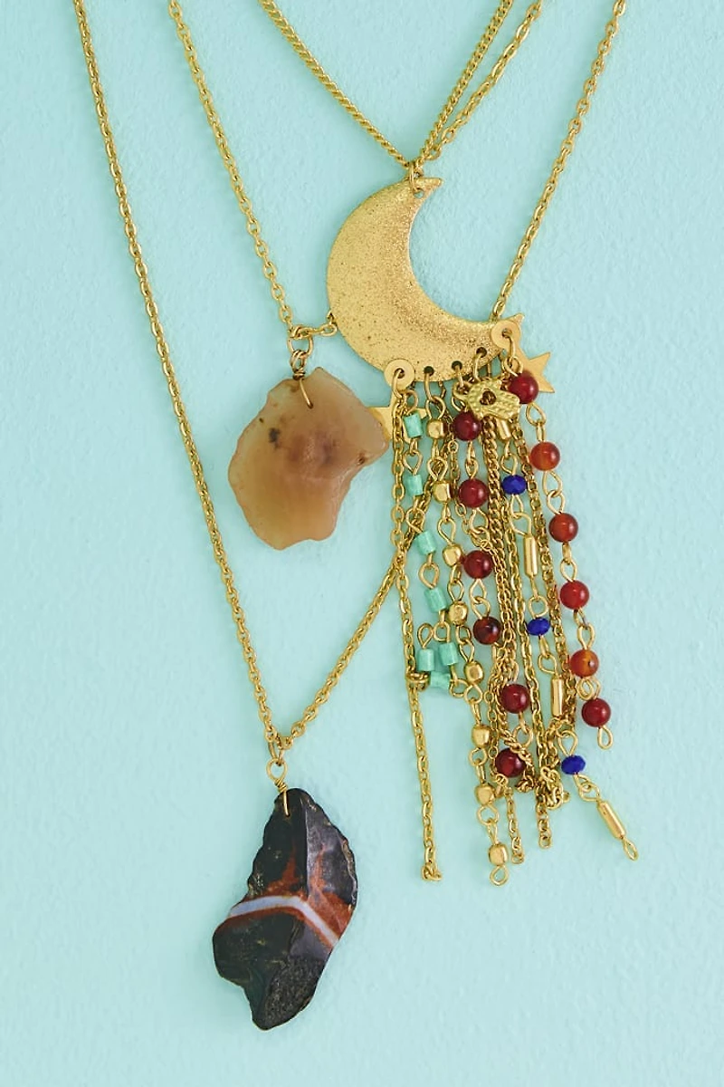 Buy Jasper and Yellow Aventurine Moon Fringe Necklace Online at Earthbound Trading