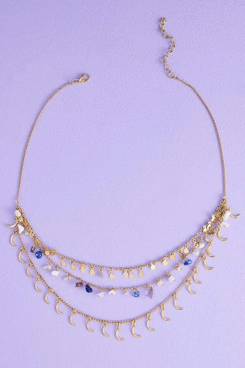 Buy Moonstone Mini Moon Triple Layered Necklace Online at Earthbound Trading