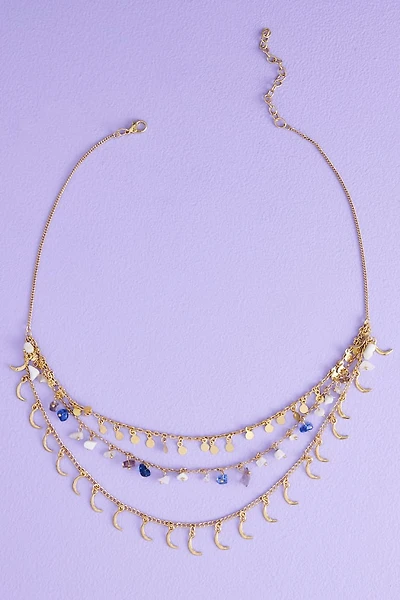 Moonstone Mini Moon Triple Layered Necklace