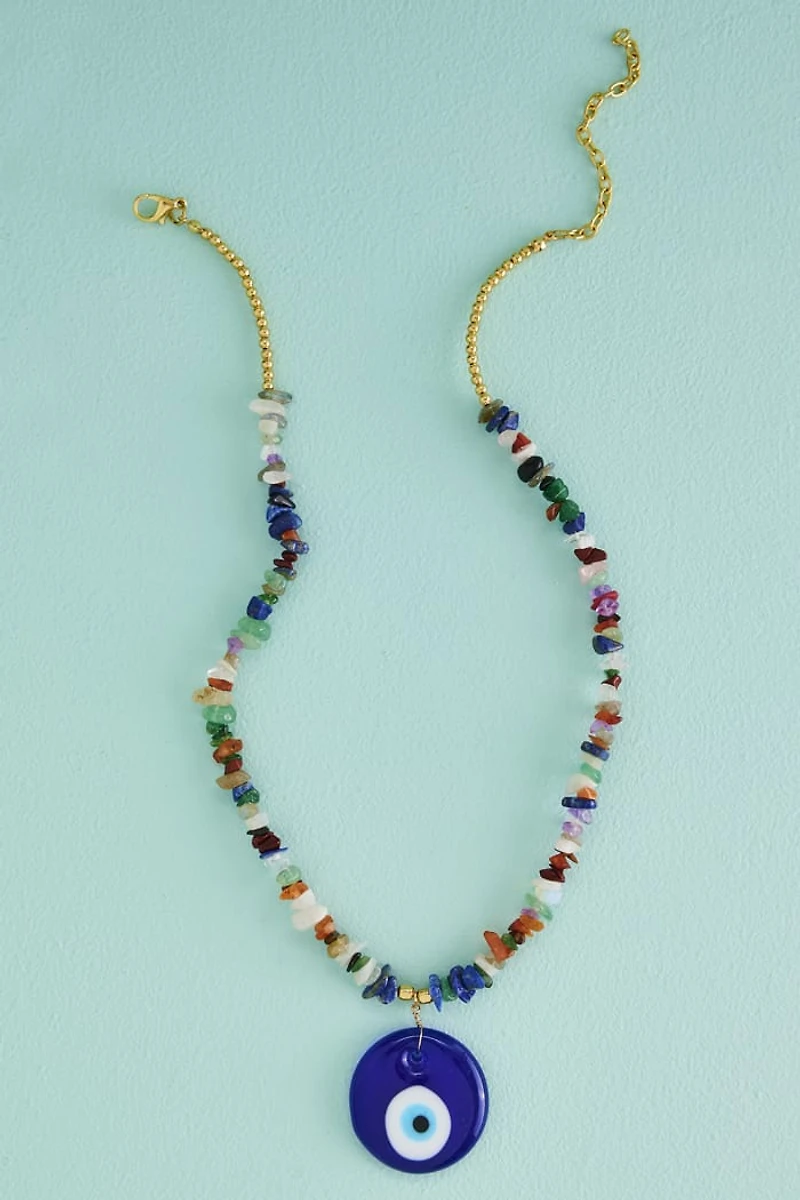Buy Glass Evil Eye Stone Chip Necklace Online at Earthbound Trading