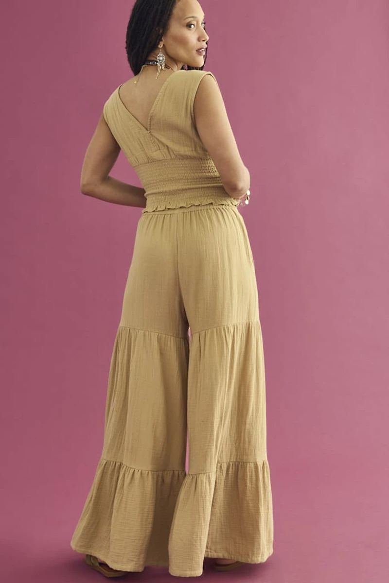 Desert Khaki Tiered Flare Pants