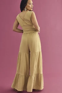 Desert Khaki Tiered Flare Pants