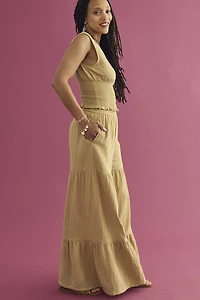 Desert Khaki Tiered Flare Pants