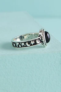 Oval Black Stone Celestial Ring