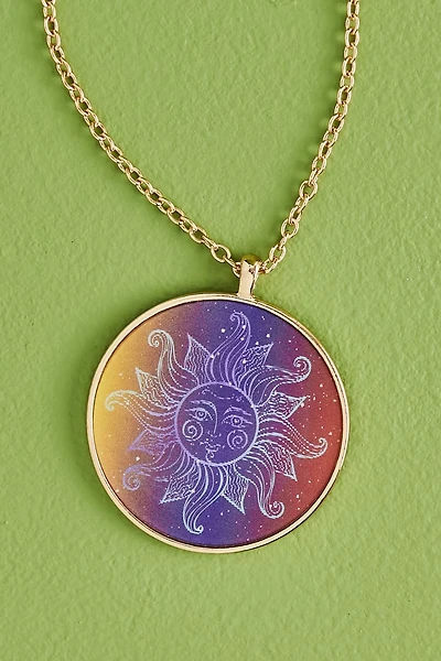 Sun and Moon Circular Hologram Necklace