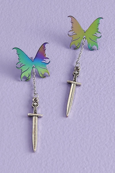 Iridescent Butterfly Dagger Earrings