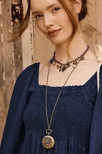 Buy Bronze Antique Floral Pocket Watch Necklace Online at Earthbound Trading