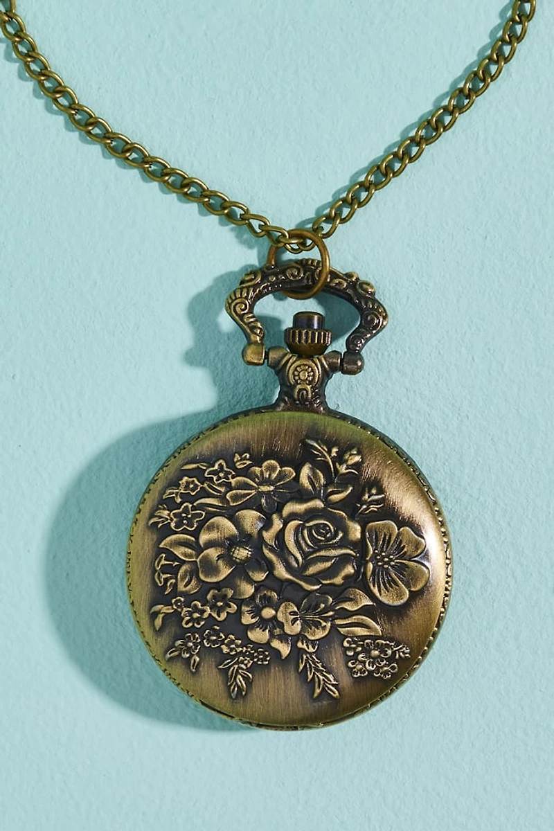 Buy Bronze Antique Floral Pocket Watch Necklace Online at Earthbound Trading